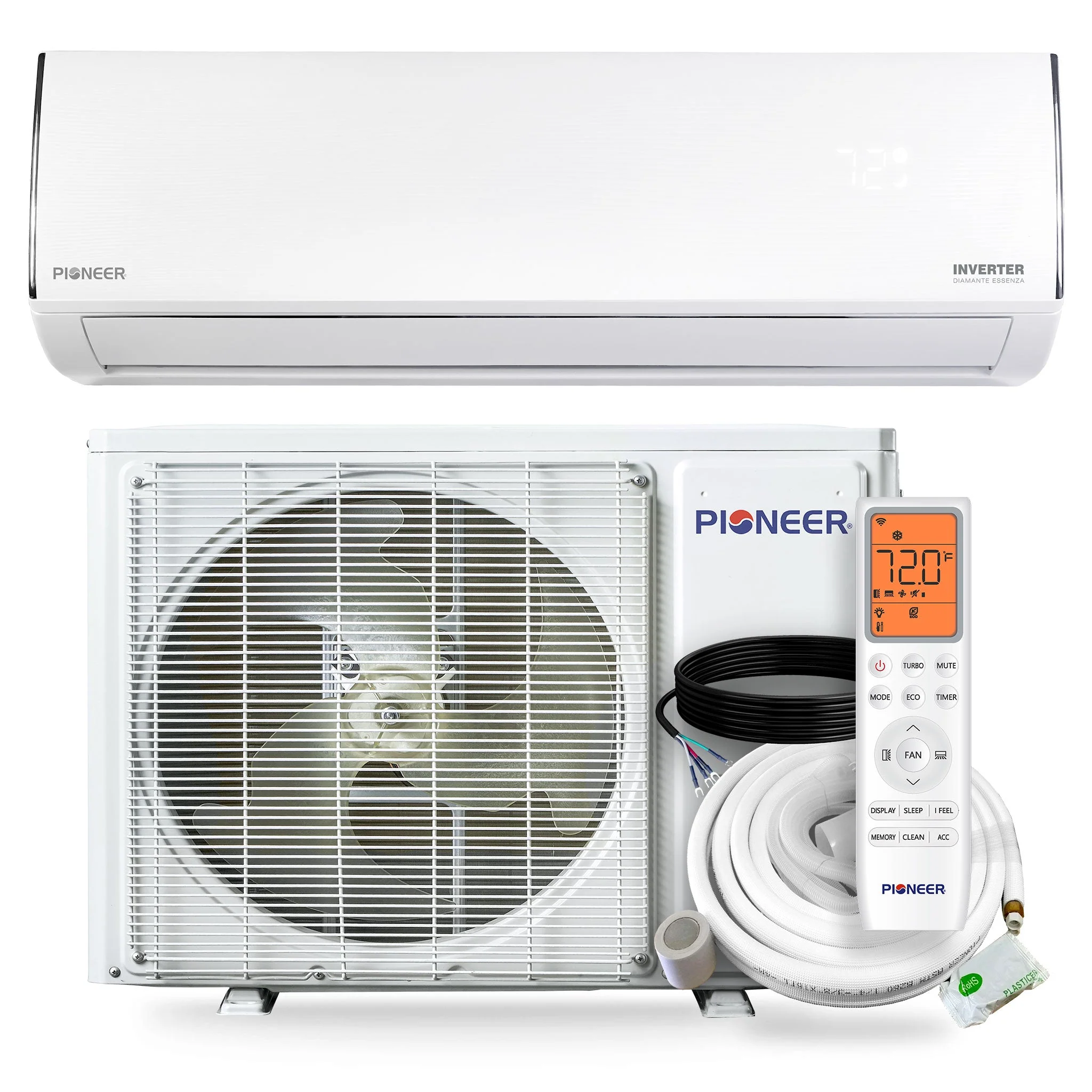 Pioneer庐 Diamante Essenza鈩?35,000 BTU 17 SEER2 230V High-Wall Ductless Mini-Split Air Conditioner Inverter Heat Pump with 16 Ft. Kit (WYT036GLUI17RL)