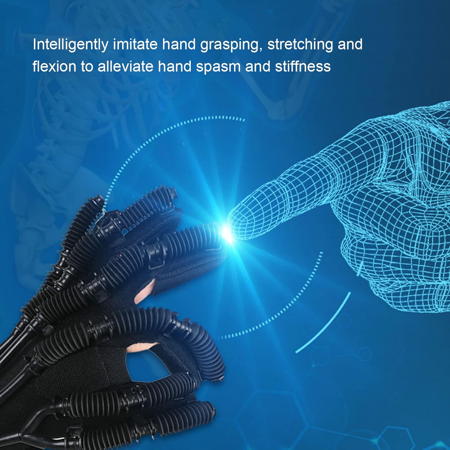 Training Stroke Hand Splint, Rehabilitation Robot Gloves Right Side Multiple Modes Easy Use for Home Hospital (M)