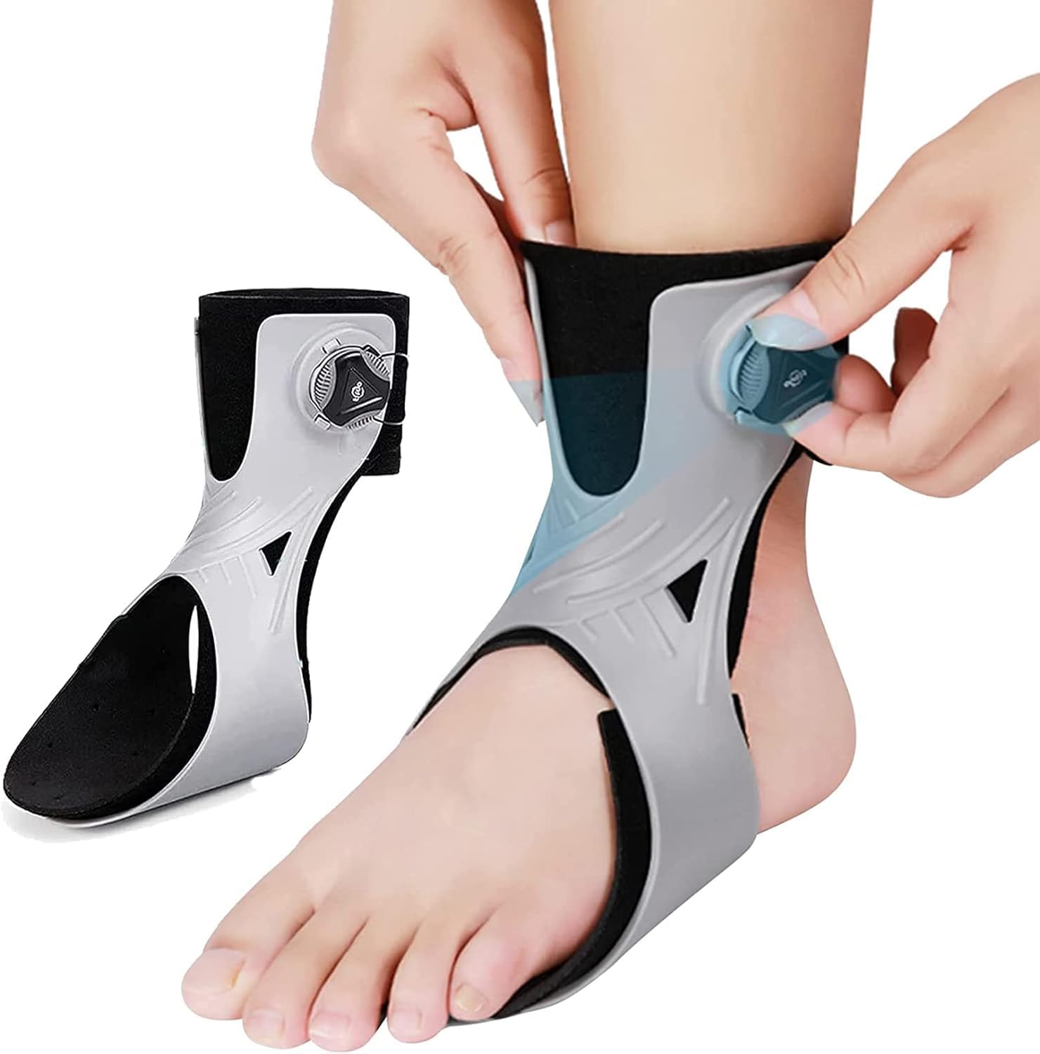 HUANGJUN Drop Orthosis, Adjustable Ankle Brace Corrector, Ankle Orthosis Splint Support, Can Be Worn with Shoes, for Improved Walking Gait, Pain Relief and Relieve Pressure