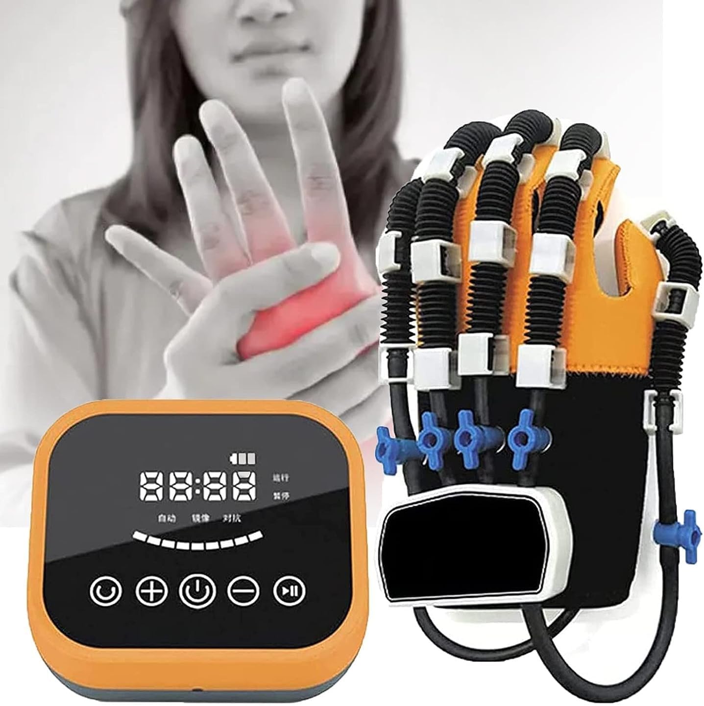 Hand Rehabilitation Robot Gloves Stroke Hemiplegia Finger Rehabilitation Trainer,Rehabilitation Robot Gloves, For Hand Function Recovery， Finger Exerciser & Hand Strengthener Physical Therapy ( Color