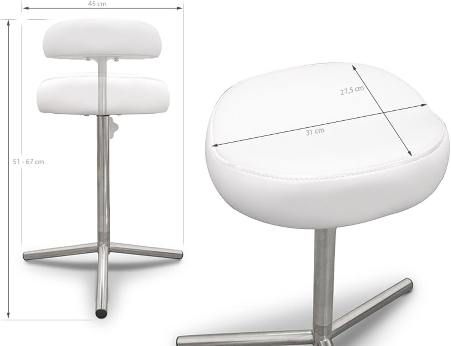 Leg and Arm Support, Padded Leatherette and Adjustable Height White