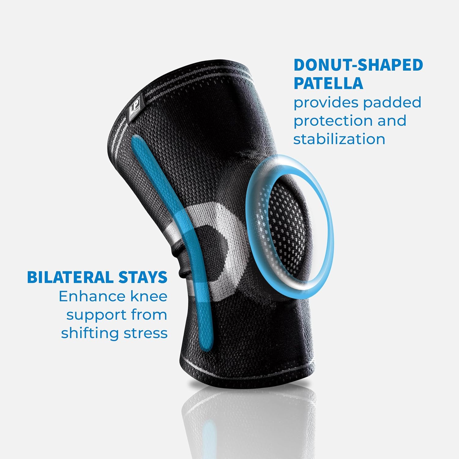 LP 170XT Compression Knee Sleeve with Silicone Pad & Bilateral Stays – Breathable Knee Support for Enhanced Sports Performance in Running, Basketball, Soccer, Tennis, Gym Workouts, Hiking – Optimal Joint Stability for Active Athletes (Black, Small,1p