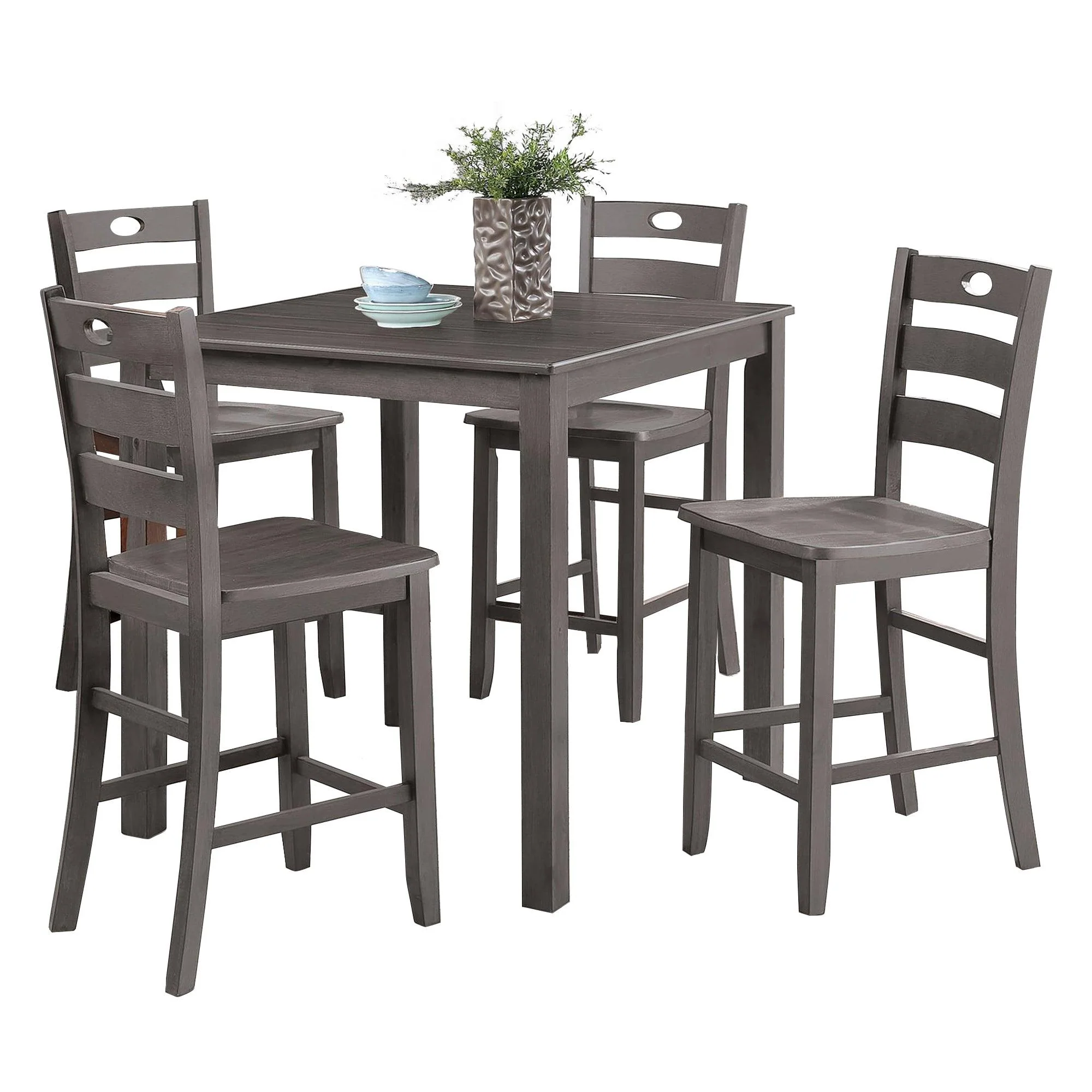 Parrot Uncle 36-Inch Solid Rubberwood and Wood Veneer 5-Piece Counter Ht. Table Set