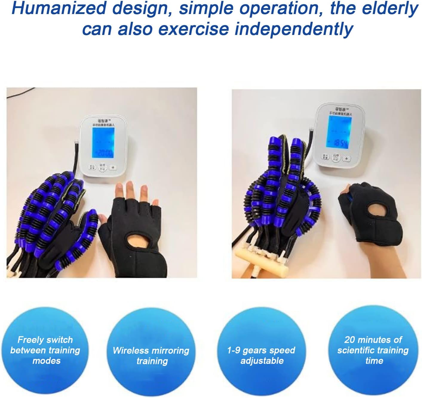 Stroke Hemiplegia Patients Rehabilitation Robot Gloves, Finger & Hand Recovery Trainer Equipment, for Patients with Stiff and Spastic Hands,L-Left Hand