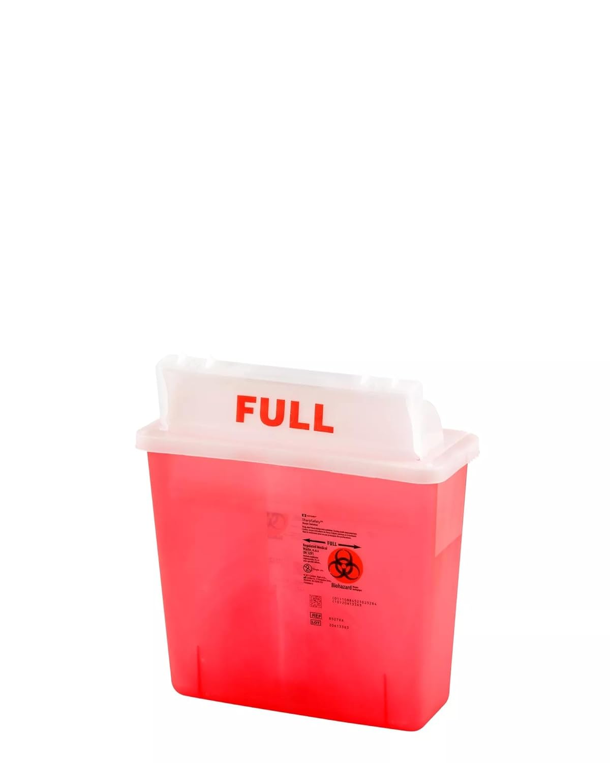 SharpSafety™ Safety in Room Sharps Container, Counterbalance Lid, Transparent Red, 5 Quart, Case of 20