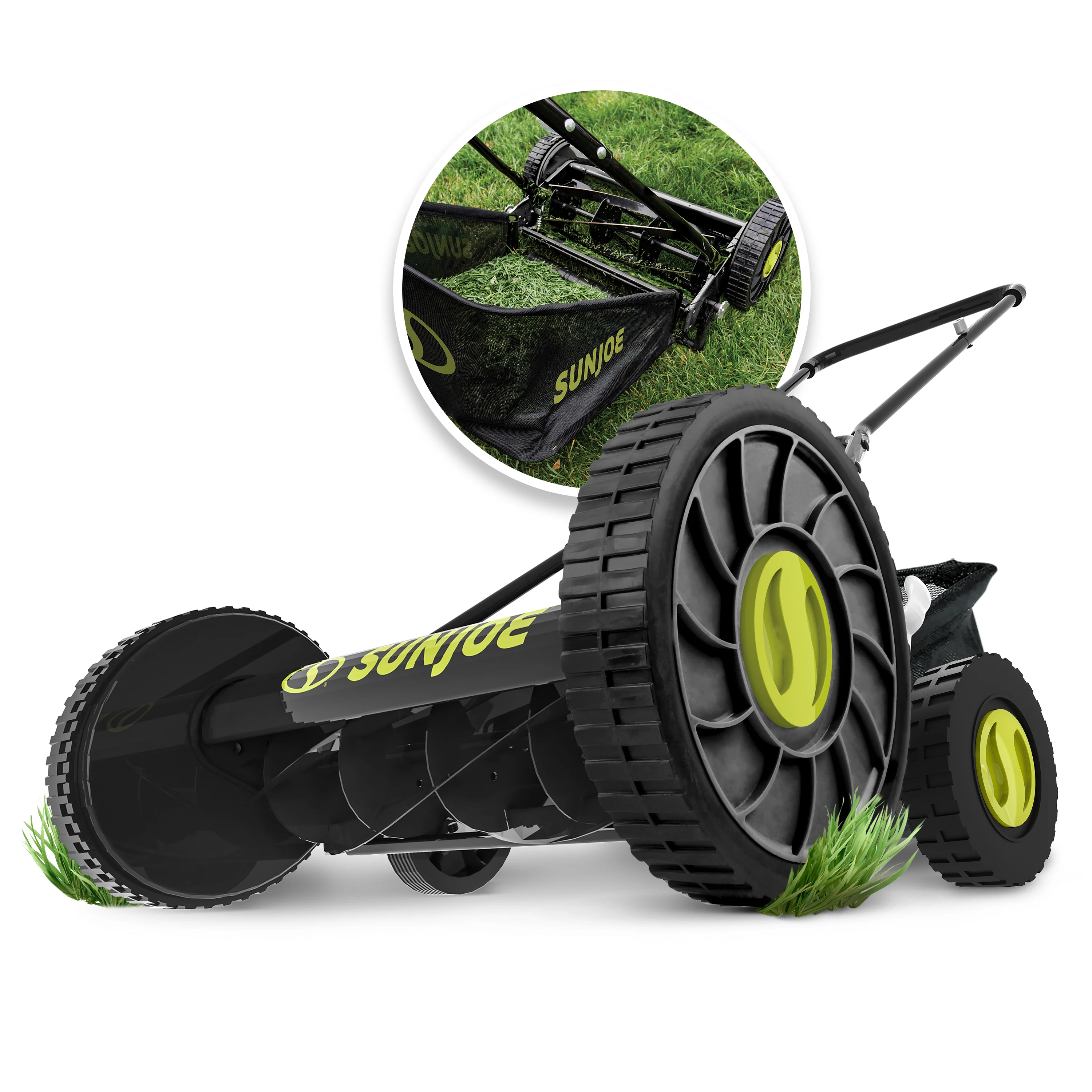 Sun Joe MJ501M Manual Reel Mower W/ Grass Catcher | 18-inch | 9-Position