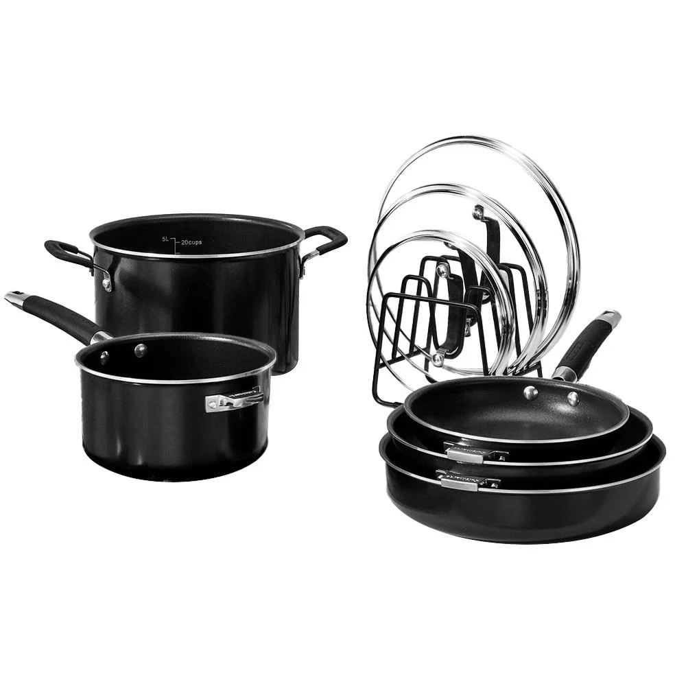 Cuisinart - SmartNest Nonstick Aluminum 9-Piece Set - Black
