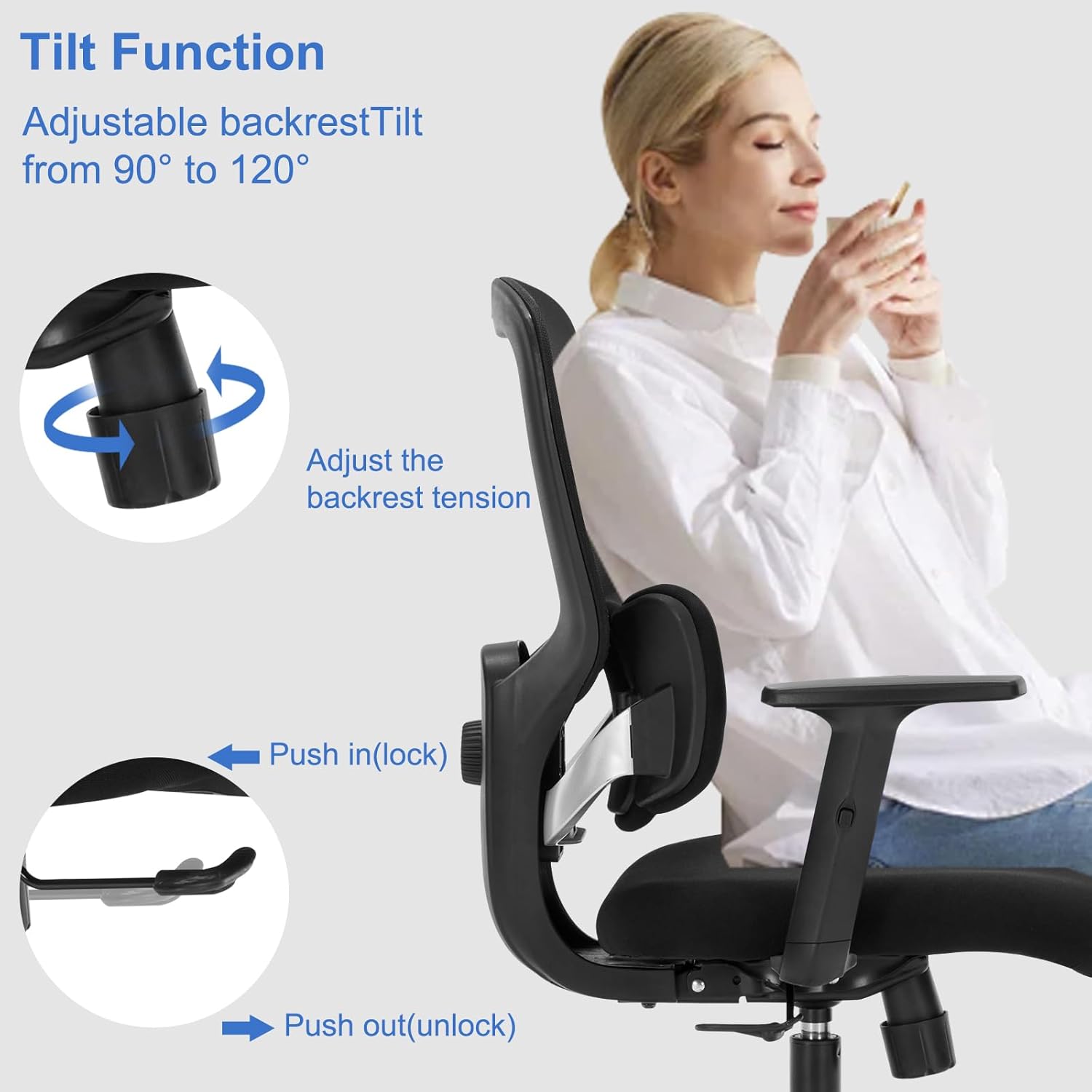 Ergonomic Office Chair, Ergonomic Desk Chair with Adjustable Height, Lumbar Support, High Back Mesh Support with Adjustable Armrests, Task Chairs for Home Office Computer-350LBS