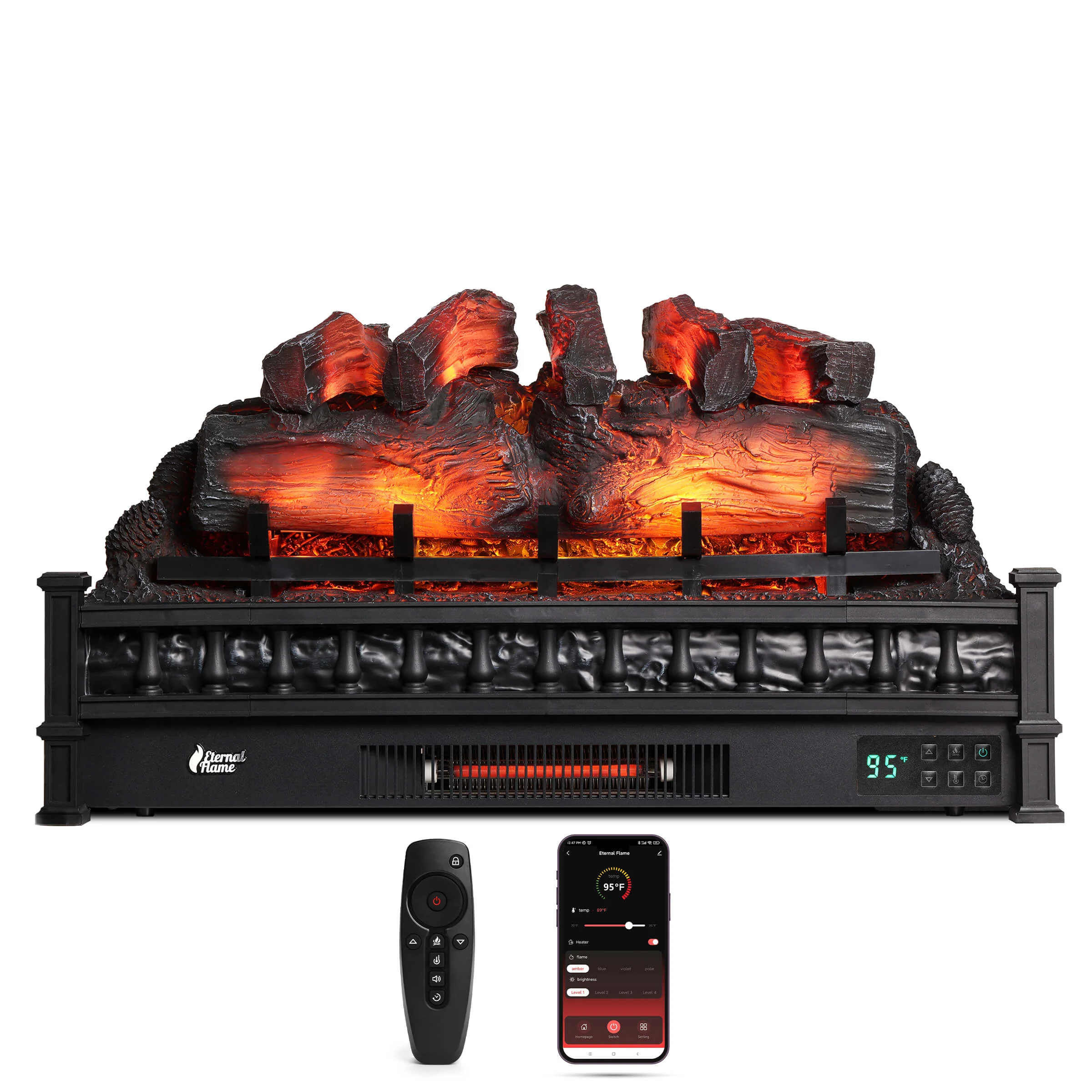TURBRO Eternal Flame EF30-PB Electric Fireplace Logs (707-98-157AWIFI)