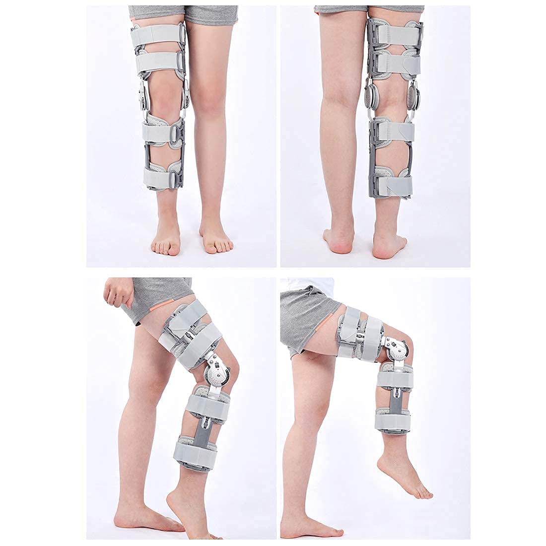 Adjustable Stabilizing Hinged Knee Brace with Strap, Post Op Patella Brace Support, for Acl/Pcl, Ligament Injured and Fractured, Universal Size(