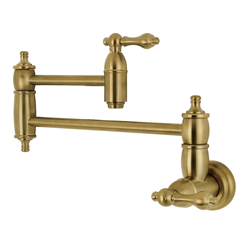 Kingston Brass Restoration Wall Mount Pot Filler Faucet, Brushed Brass (KS3107AL)