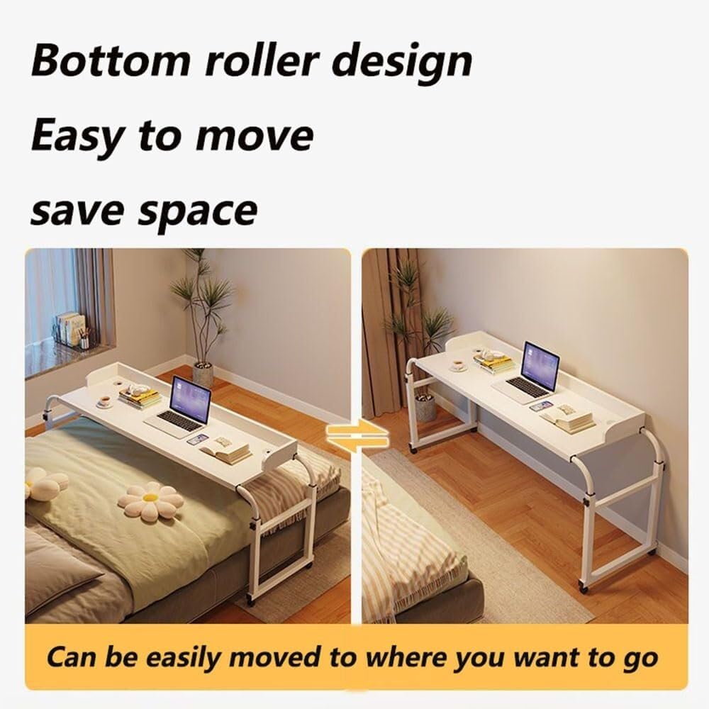 Adjustable Height Bed Desk Overbed Table with Wheels Overbed Swivel Table Withwheelsiarge Cross Bed Table for Laptop Eating Home Hospital