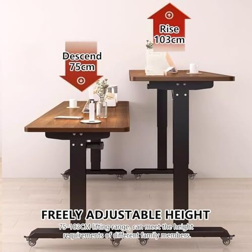 Electric Adjustable Height Overbed Table with Wheels, Rolling Bed Desk for Laptop, Home & Hospital Use, Mobile Hospital Bed Table(Gray White,180cm)