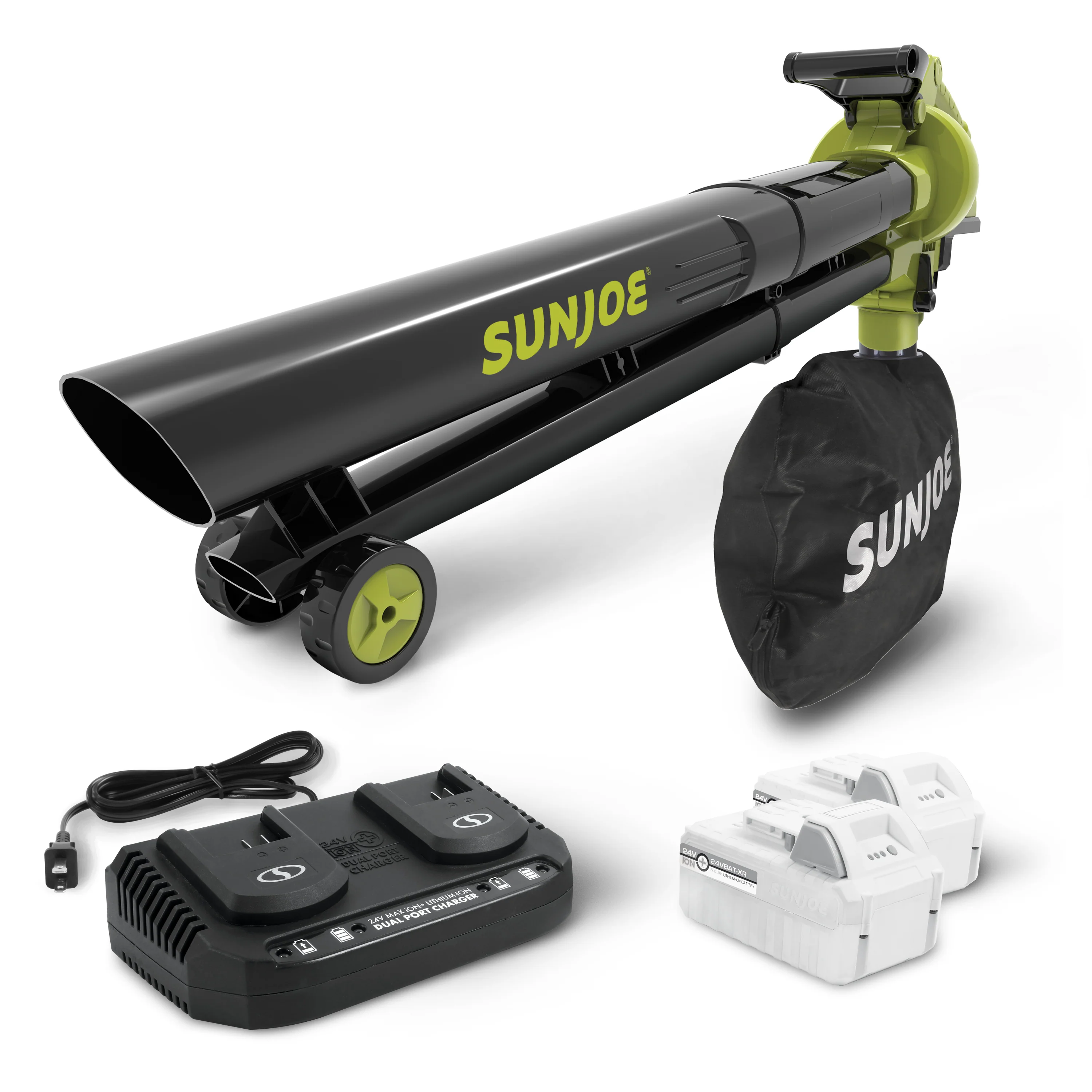 Sun Joe 48-Volt* IONMAX Cordless Leaf Blower Vacuum Mulcher Kit | 163-MPH | 391-CFM | W/ 2 x 5.0-Ah Batteries + Dual Port Charger
