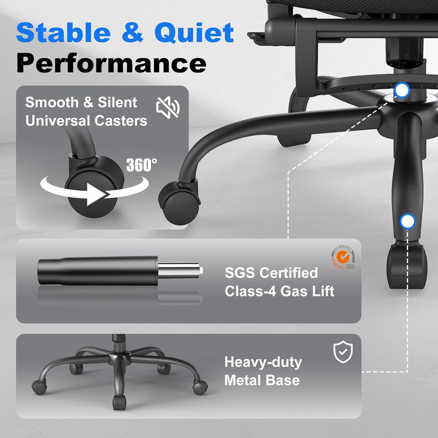 ZZH Ergonomic Office Chair with Footrest, High-Back Home Desk Chair with Adjustable Lumbar Support, Headrest, Flip-Up Arms, 90-135° Tilt Lock, and Wide Cushion, Big and Tall Mesh Computer Seating