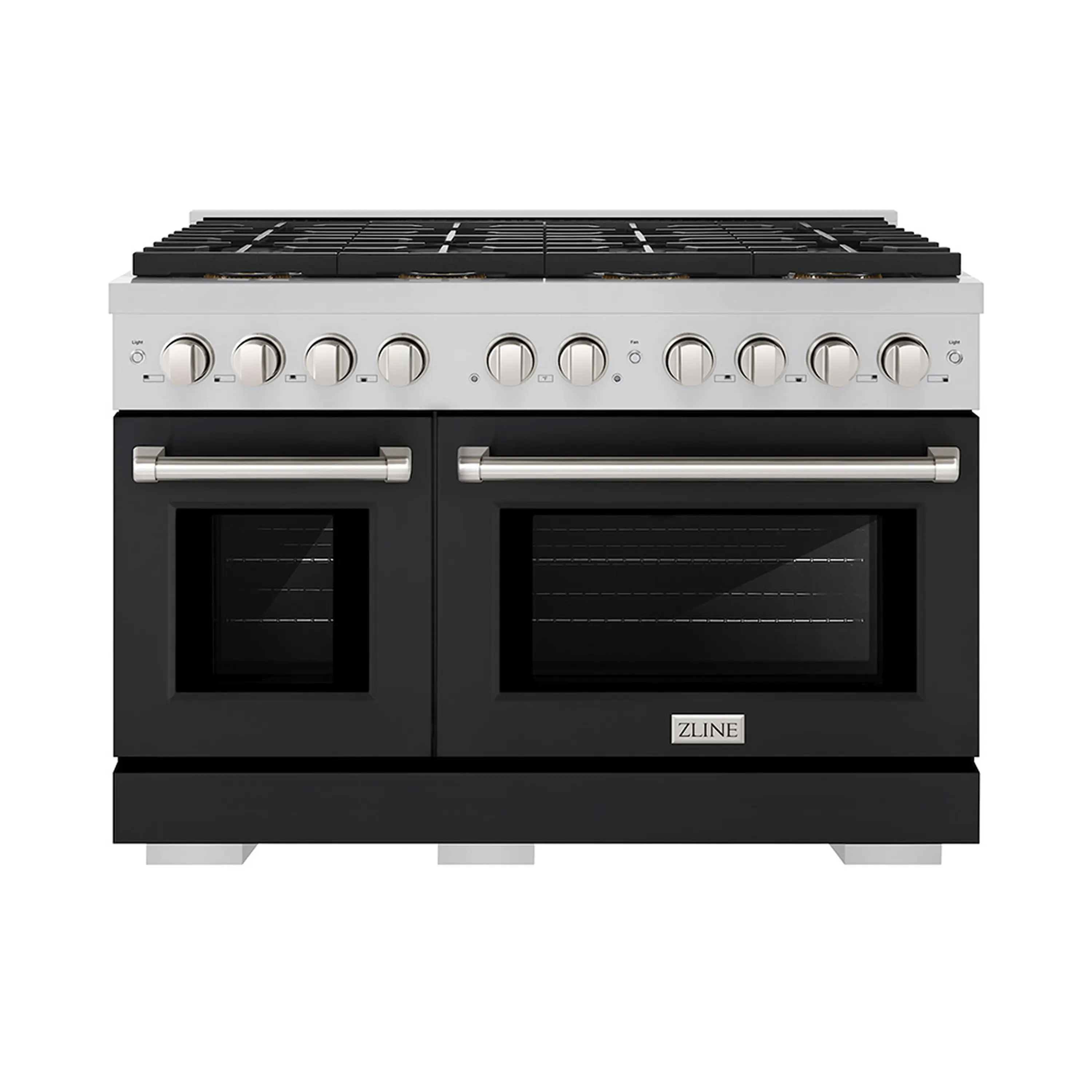 ZLINE 48-Inch 6.7 cu. ft. Paramount Dual Fuel Range with 8 Burner DuoPro鈩?Cooktop and Dual Ovens with Black Matte Doors (PSDR-BLM-48)