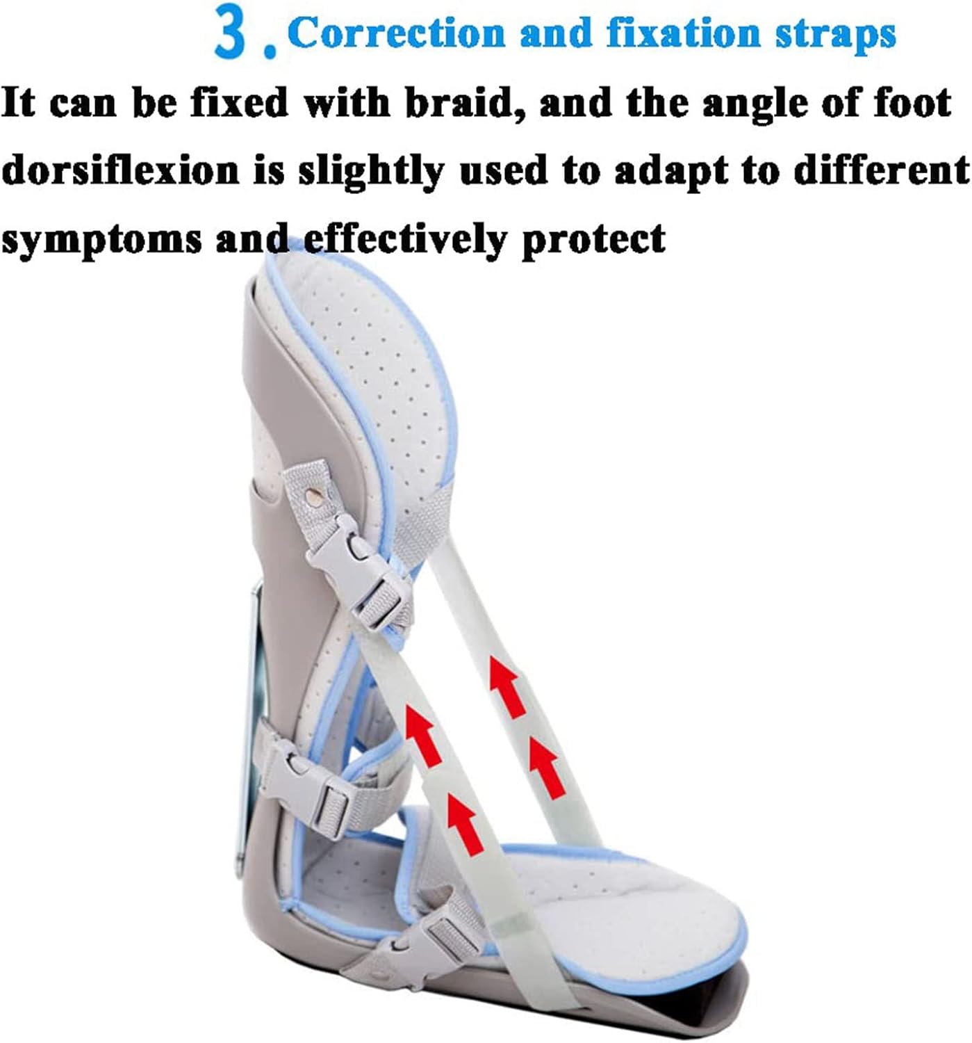 Stabilizing Foot Orthosis, Plantar Fasciitis Adjustable Leg Support Brace, Ankle Posture Corrector Support Correction Night Splint, Used for Soreness Relief,L