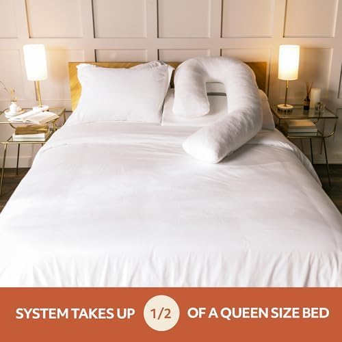 MedCline Shoulder Relief System with Extra Cases, Bed Wedge Pillow for Shoulder Pain Relief and Therapeutic Body Pillow, Inclined Sleep Position with Arm Pocket, Large for 5'10