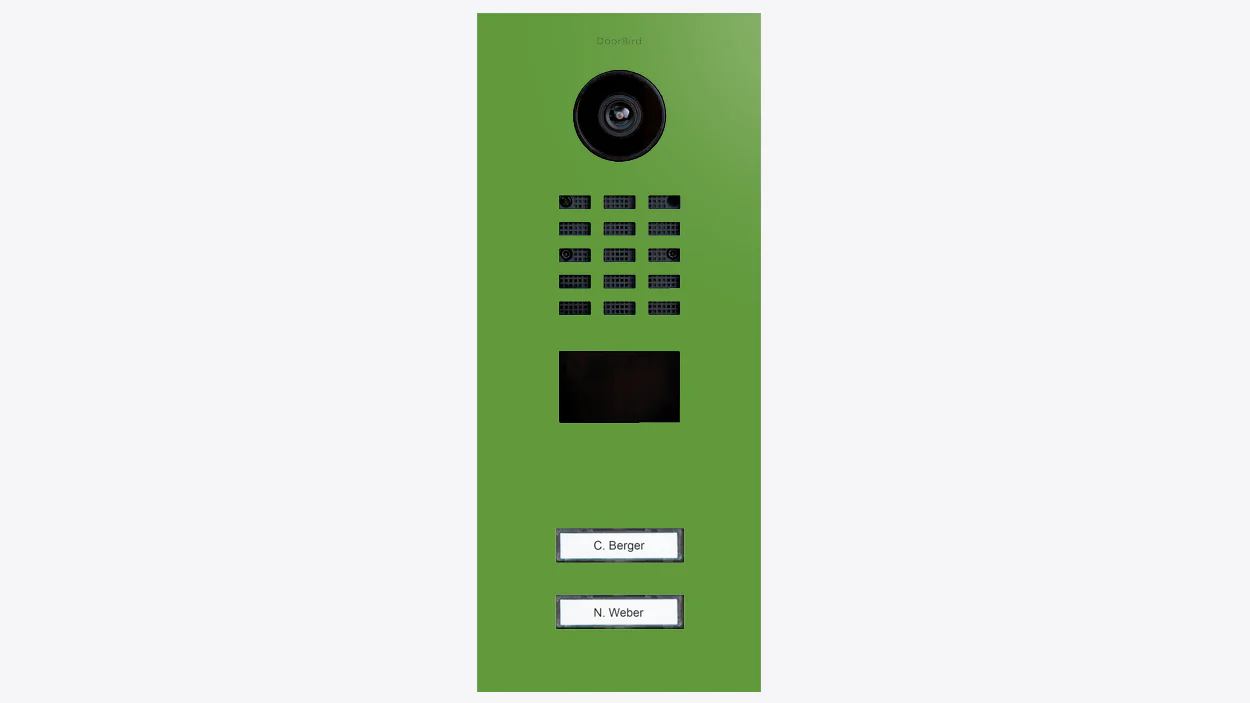 DoorBird D2102V IP Video Door Station, 2 Call Button in Yellow Green, RAL 6018