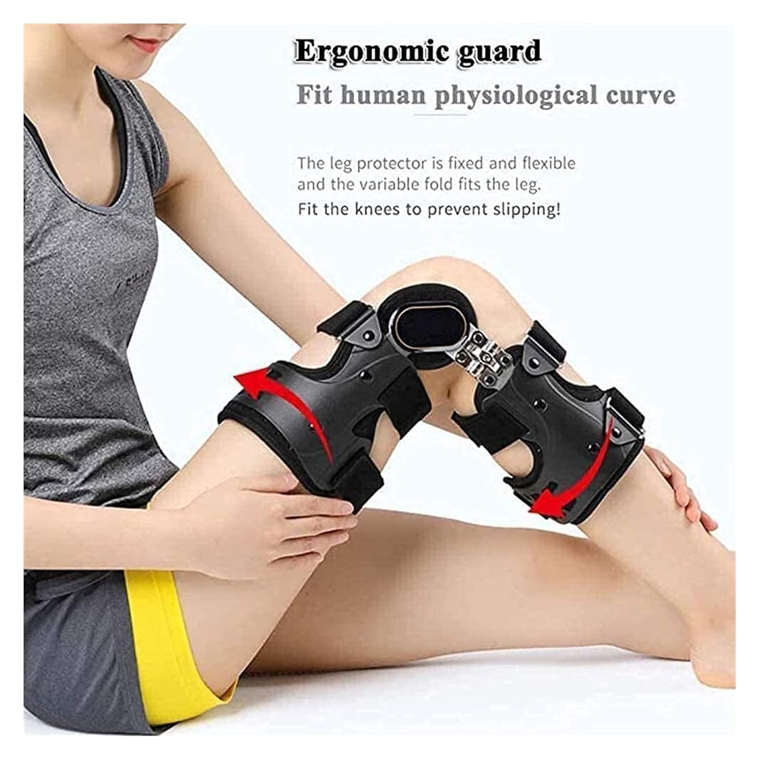 Adjustable Hinged Knee Brace, Leg Stabilizer Knee Orthosis Splint for Acl, Pcl, MCL Or LCL Breathable and Lightweight Splint Orthopedic Guard Protector (Left