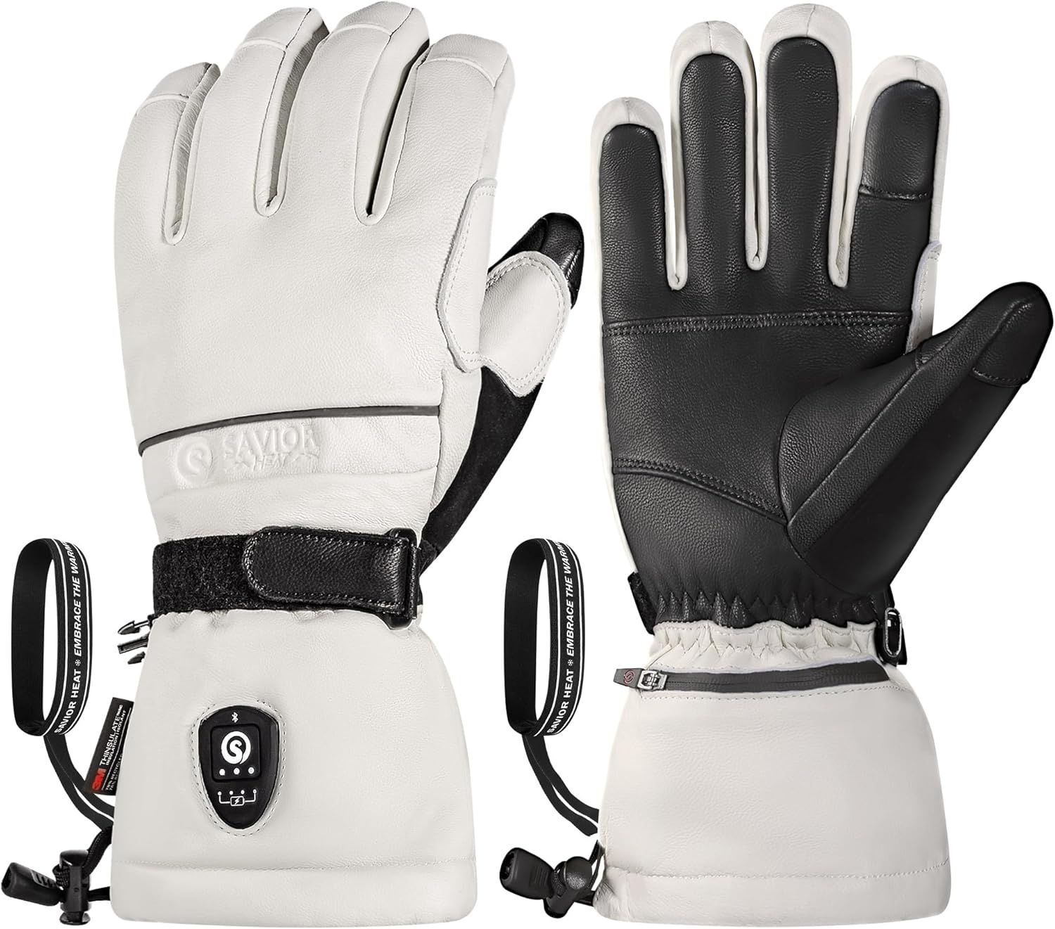 SAVIOR HEAT Heated Gloves for Men Women, EH 8 Pro Electric Leather Ski Gloves for Extreme Cold -5℉, Aero-Grade Aerogel 3M Insulation, 3000mAh Rechargeable Battery Waterproof for Skiers