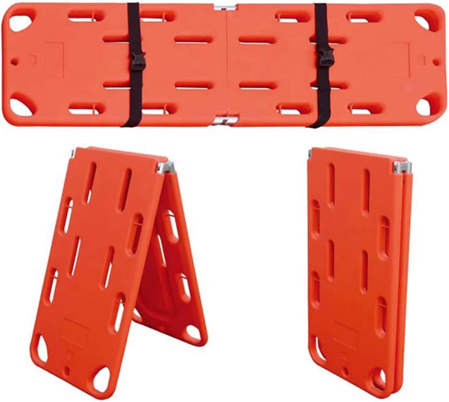 Water Floating Stretcher, PE Two-Fold Stretcher Weight Capacity 350lbs/159KG, Plastic Emergency Rescue Spine Board, Life Board with Seat Belt, First Responder Backboard