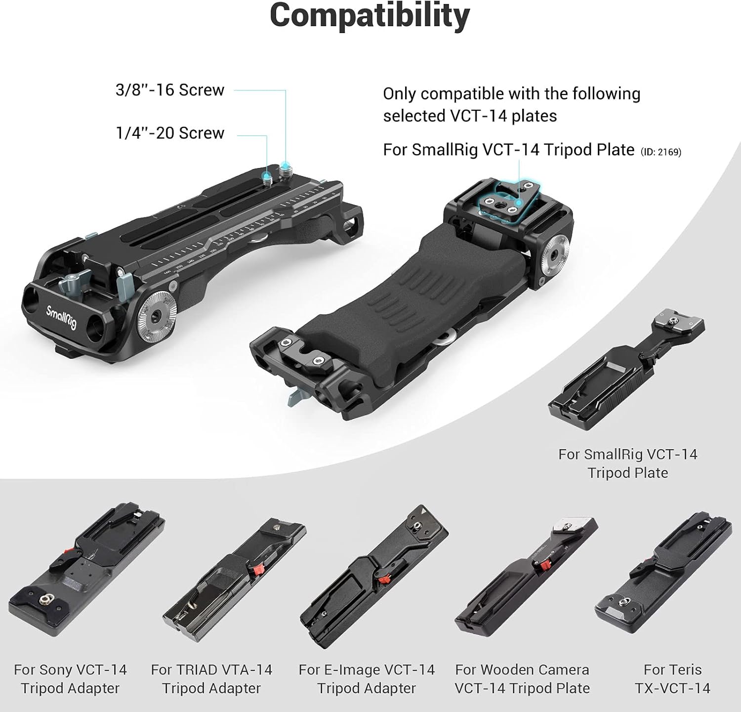 SmallRig Shoulder Rig Extension Arm Adapter Part + Quick Release Shoulder Plate for Sony VCT-14