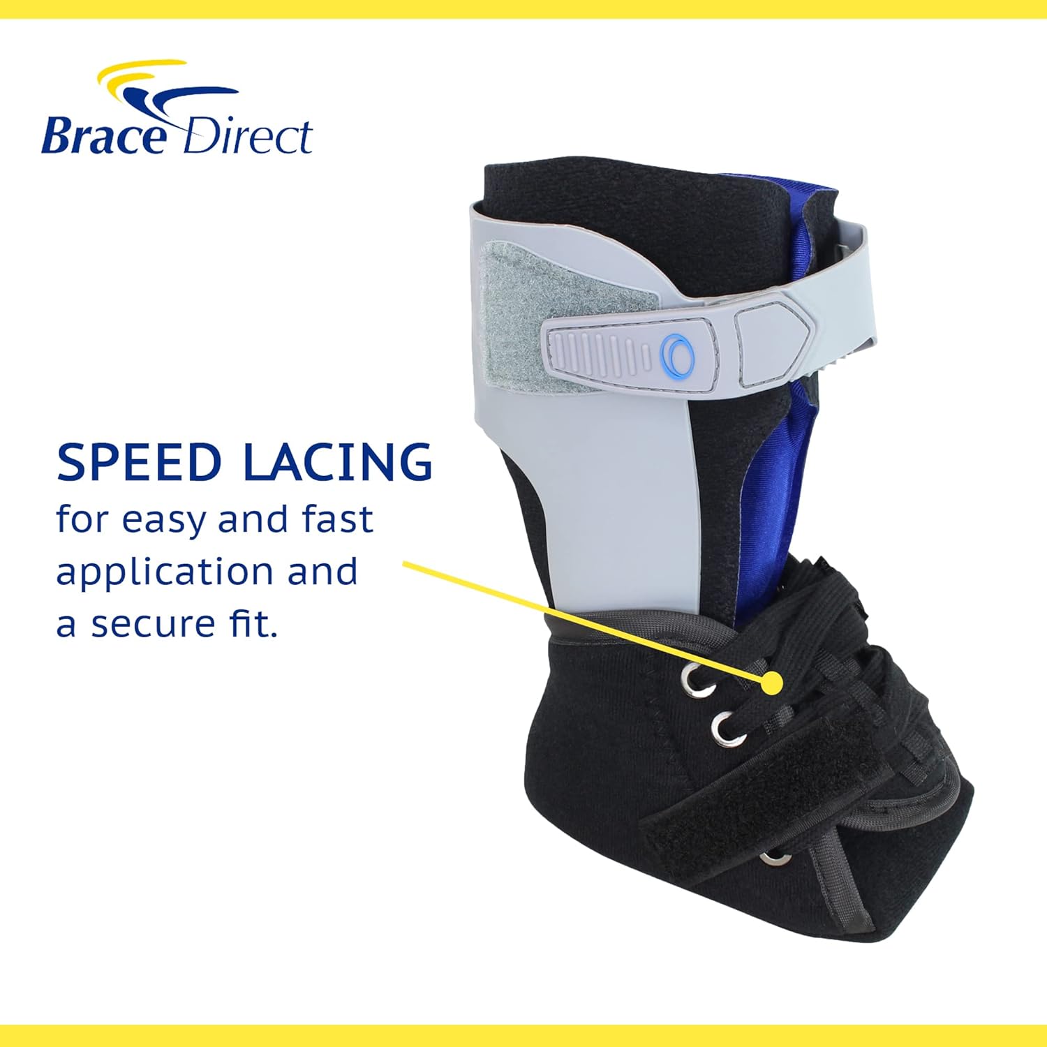 Brace Direct Recovery Lightweight Ankle Brace L1906- Easy Tie Lacing & Moldable Footplate to control inversion/eversion for Ankle Injuries and Sprains Support Stabilizer