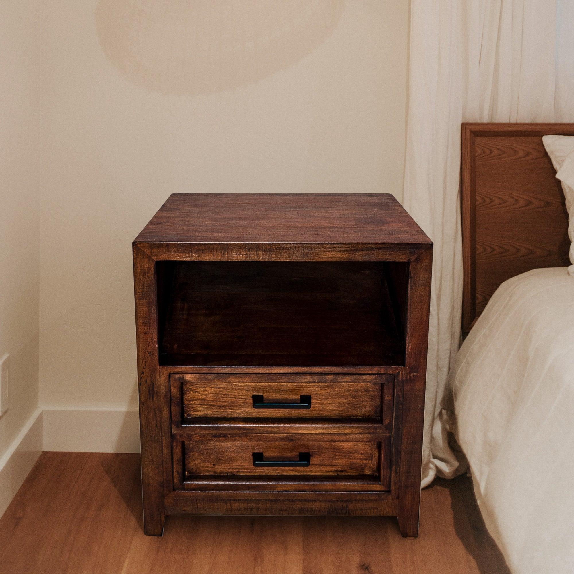 Parrot Uncle Modern Assembled Brown 2-Drawer Cabinet Night Stand (BBZ010)