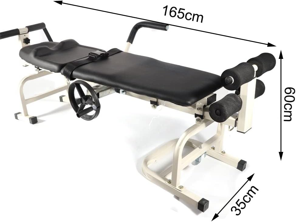 Inversion Traction Table, Cervical Spine Lumbar Back Stretcher Machine Adjustable Length, Back Stretcher Decompression Without Going Upside Down, Lumbar Traction Device, Black