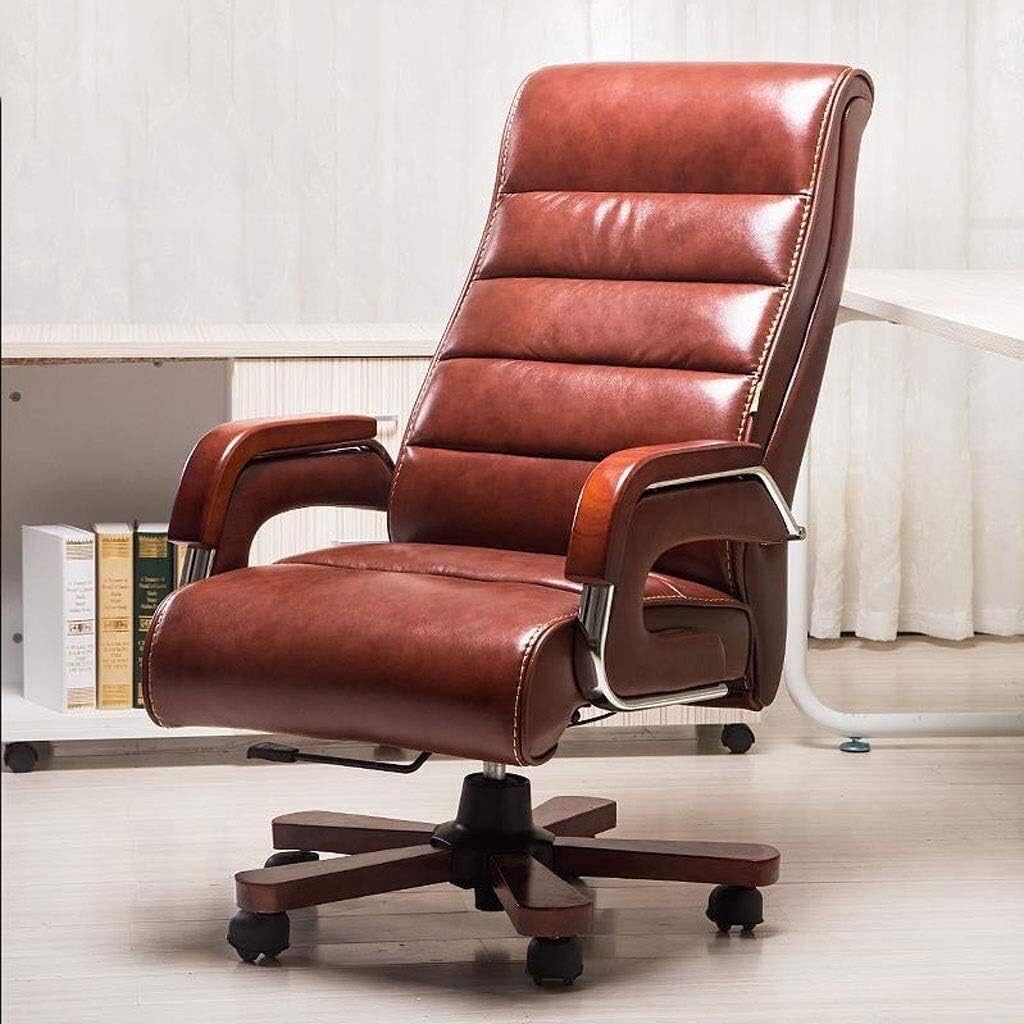 Computer Chair Home Reclining Lift Boss Swivel Chair Office Chair Leisure Back Seat Executive Swivel Adjustable Swivel Office Desk Chair with Armrests Lumbar Support Desk (Brown)