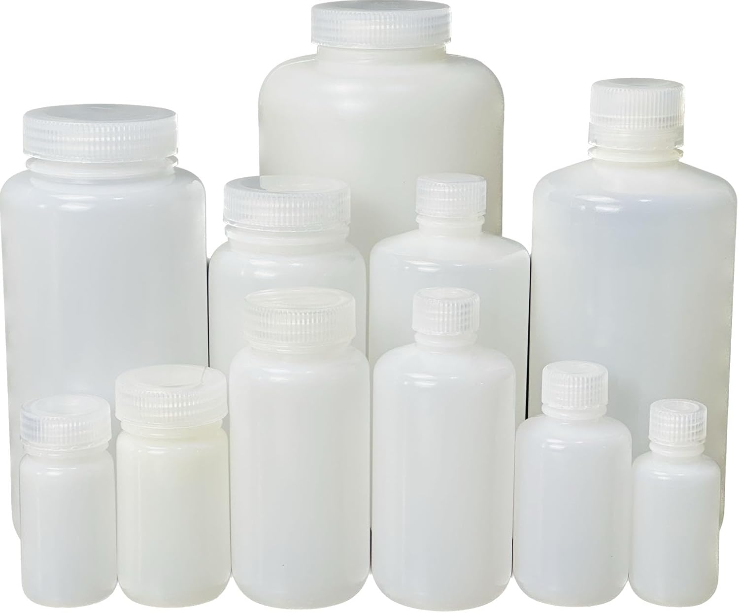 1000ML 32OZ Nature Narrow Mouth HDPE Plastic Reagent Bottles with Caps Pack of 24