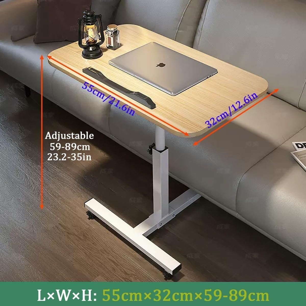 Bedtable, Adjustable Hospital Bed Table with Wheels, Medical Overbed Table Tray Table Height Adjustable 23