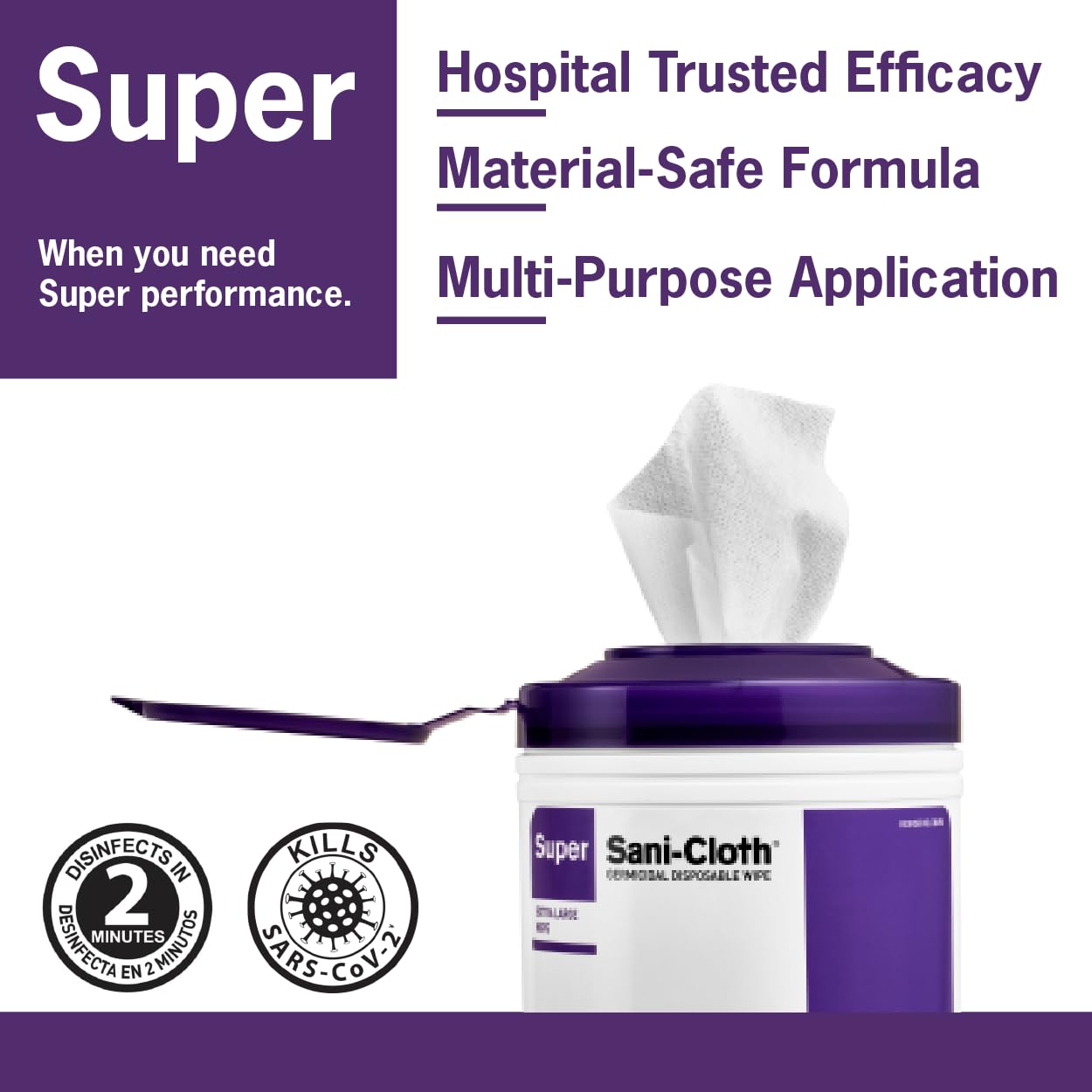 Super Sani-Cloth Germicidal Disposable Wipe, Hospital Grade Disinfection, 160 Large 6