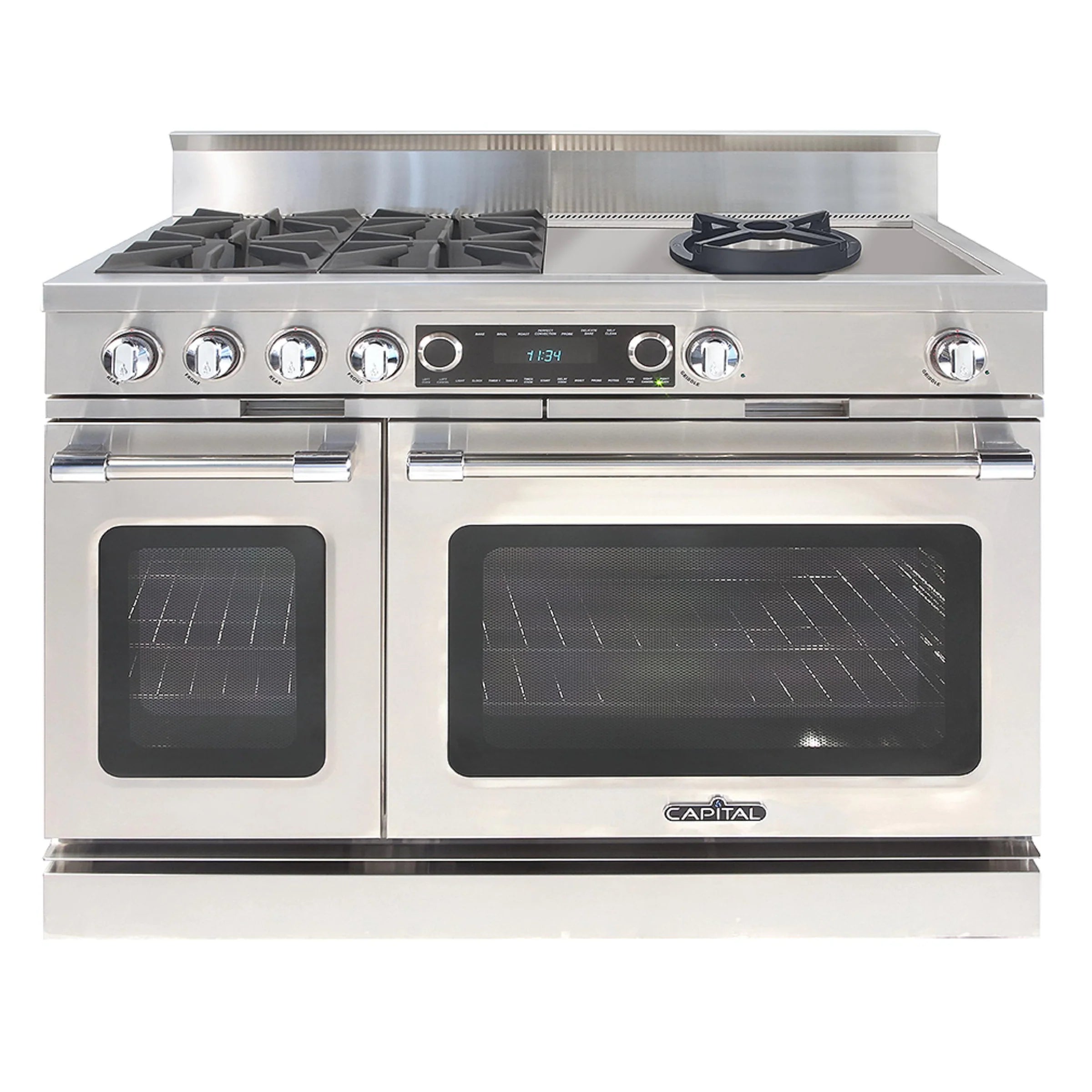 Capital 48-Inch Grand Chef Dual Fuel Range in Stainless Steel with 4 Open Burners, & Open Power Wok (COB484CW)