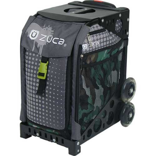 ZUCA Insert Bag (Camo w/ Gray Dots) w/ Frame (Black, Non-Flashing Wheels)