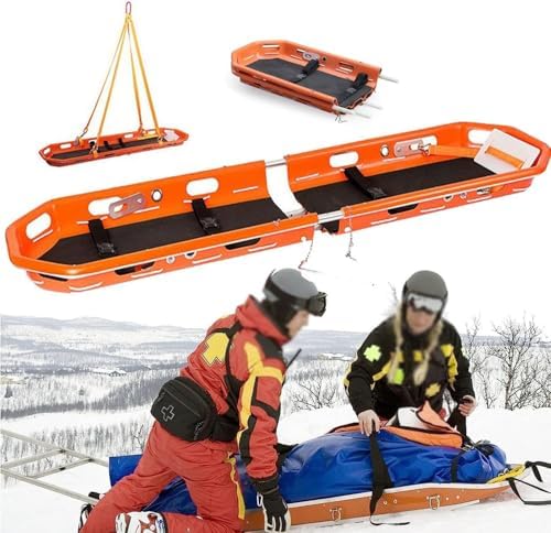 High-Visibility Heavy Duty Basket Stretcher, 595Lbs Capacity, Non-Slip Grips, Split Design for Easy Storage, Ideal for Field Rescue, Backcountry & Coastal SAR