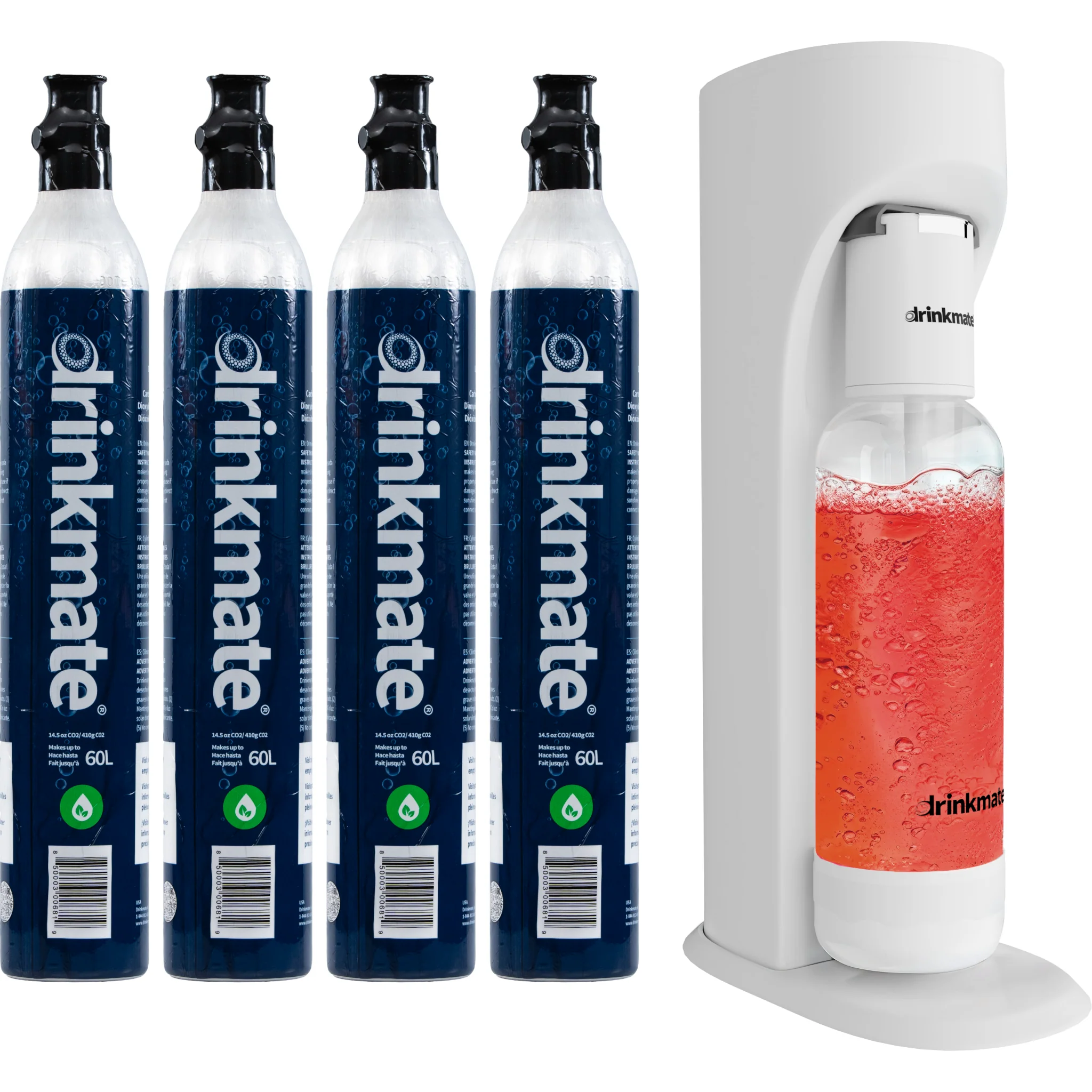 Drinkmate OmniFizz Sparkling Water and Soda Maker 4 Cylinder Bundle with PET Bottle