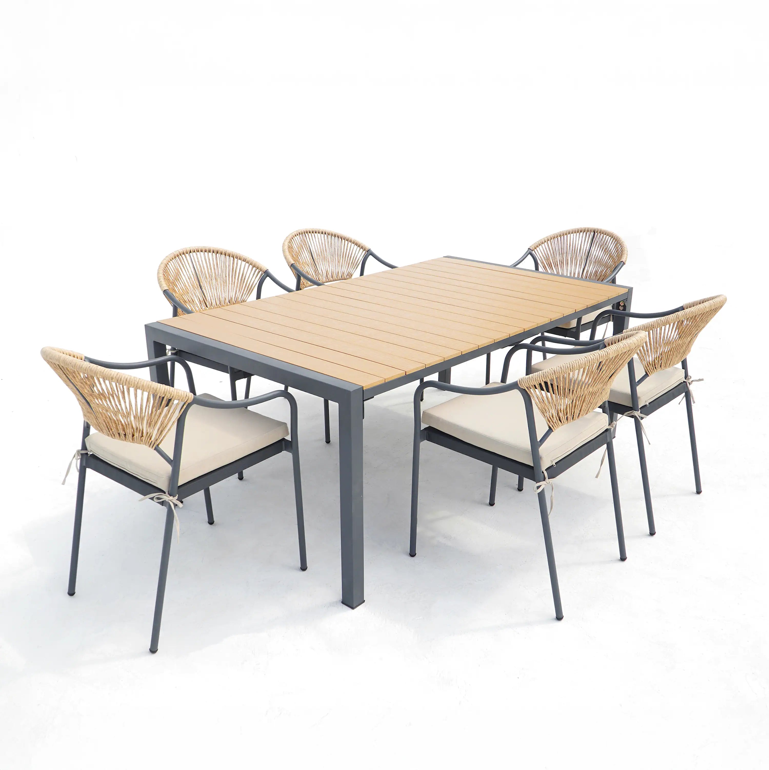 Deko Living 6 Piece Seating Yellow Outdoor Patio Dining Chairs and Table Set (COP30703)