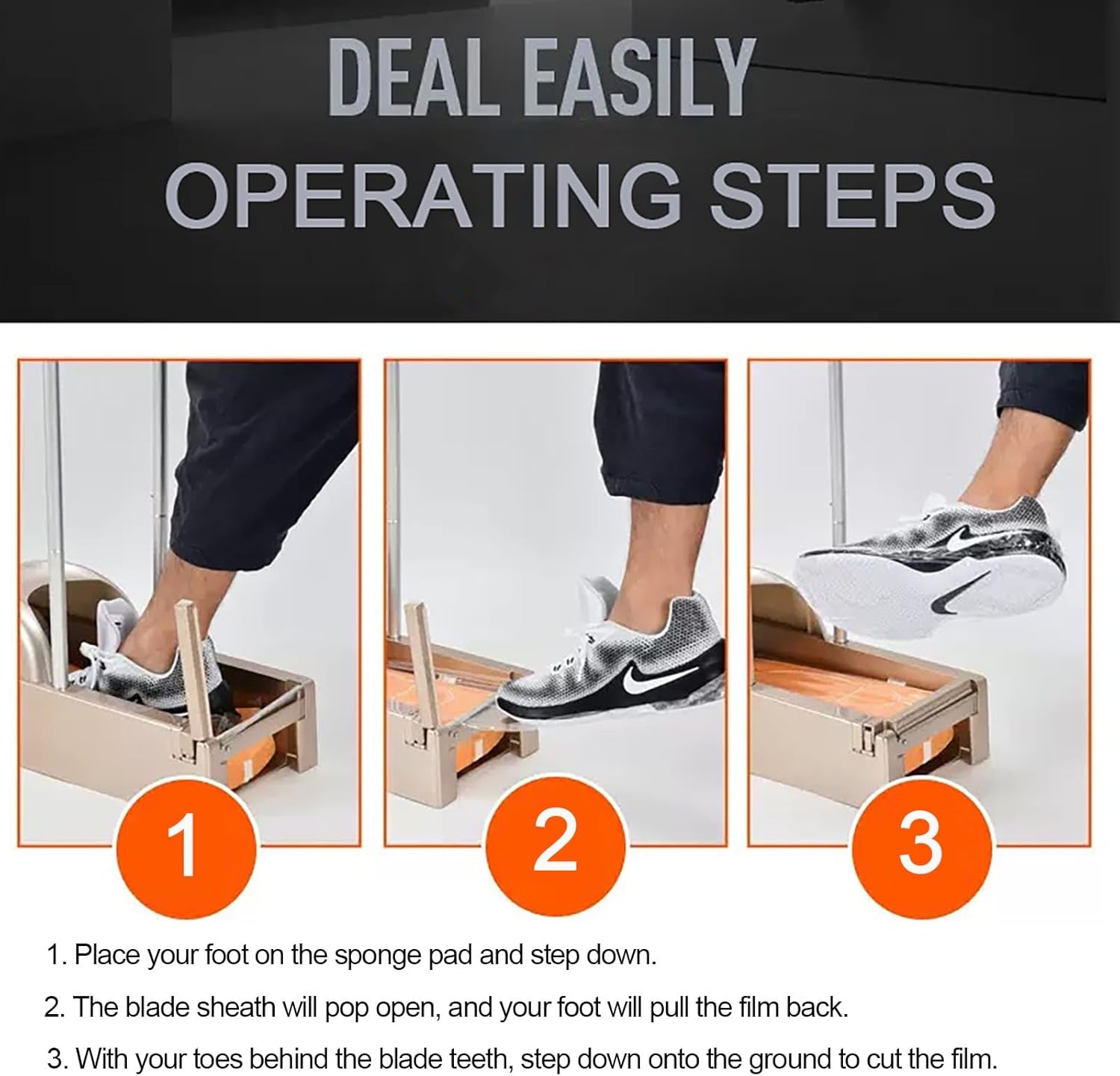 Automatic Foot Pedal Shoe Cover Dispenser with 3 Rolls Film - Portable Dispenser Disposable Shoe Film Machine