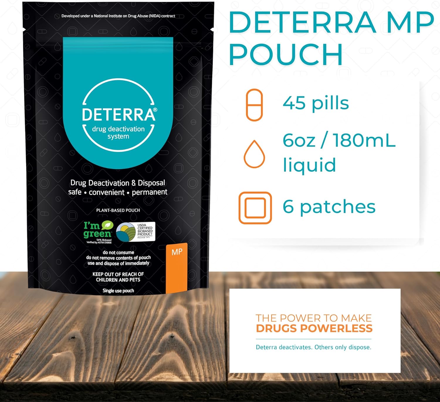 Deterra MP - Drug Deactivation and Medication Disposal System - Safe Medication, Pill, and Liquid Destroyer - Plant-Based Medium Stand-Up Pouch (25-Pack)