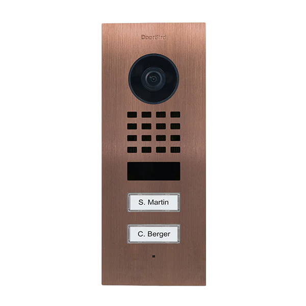 DoorBird D1102V Flush-Mount IP Video Door Station, 2 Call Button in Bronze
