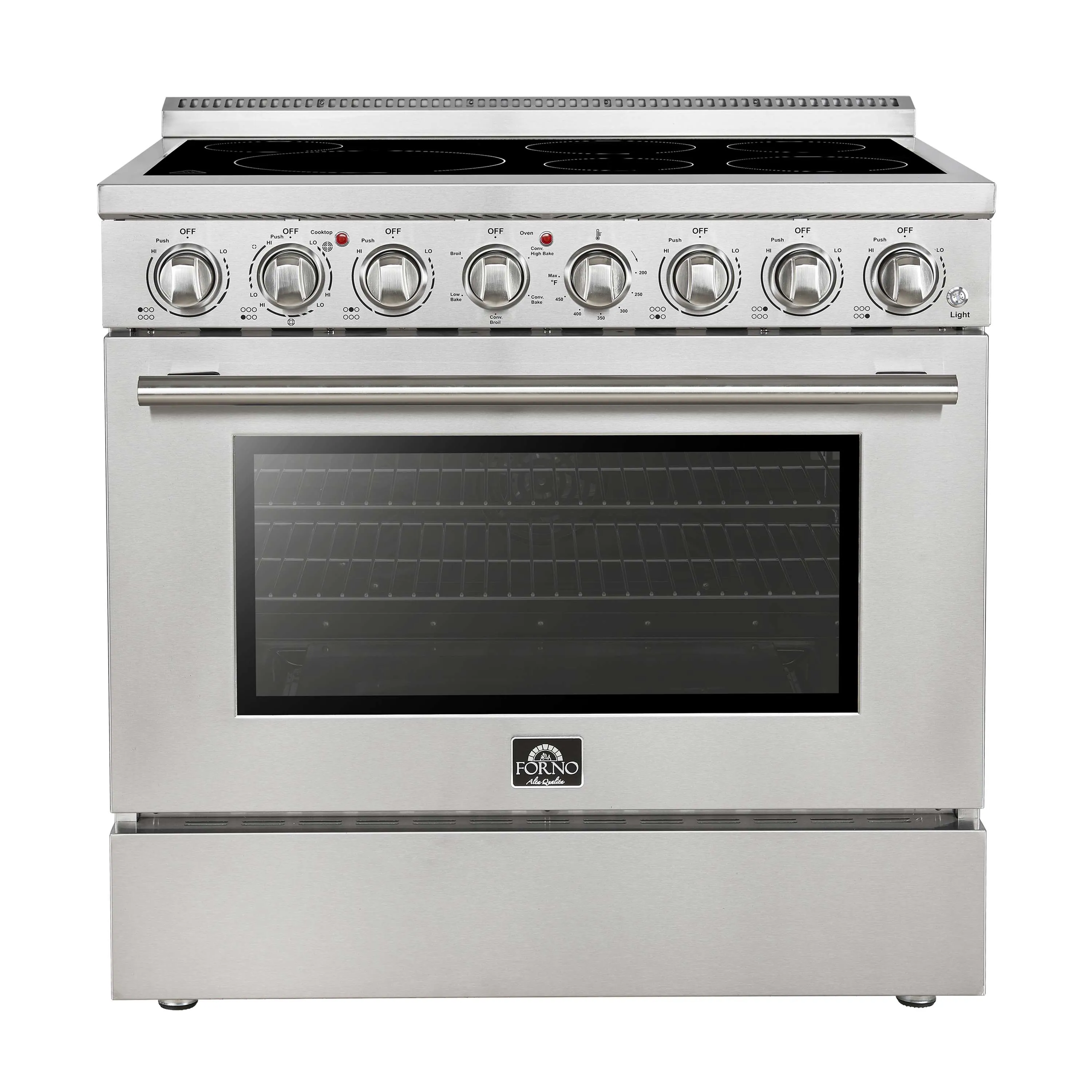 Forno Paolo 36-Inch Freestanding Electric Range with 5.44 Cu.Ft True Convection Oven in Stainless Steel (FFSEL6011-36)