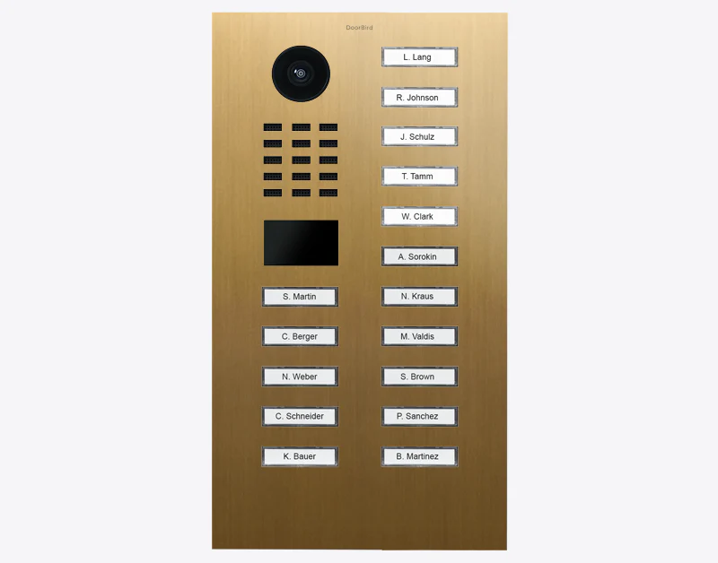 DoorBird D2116V IP Video Door Station, 16 Call Buttons in Gold