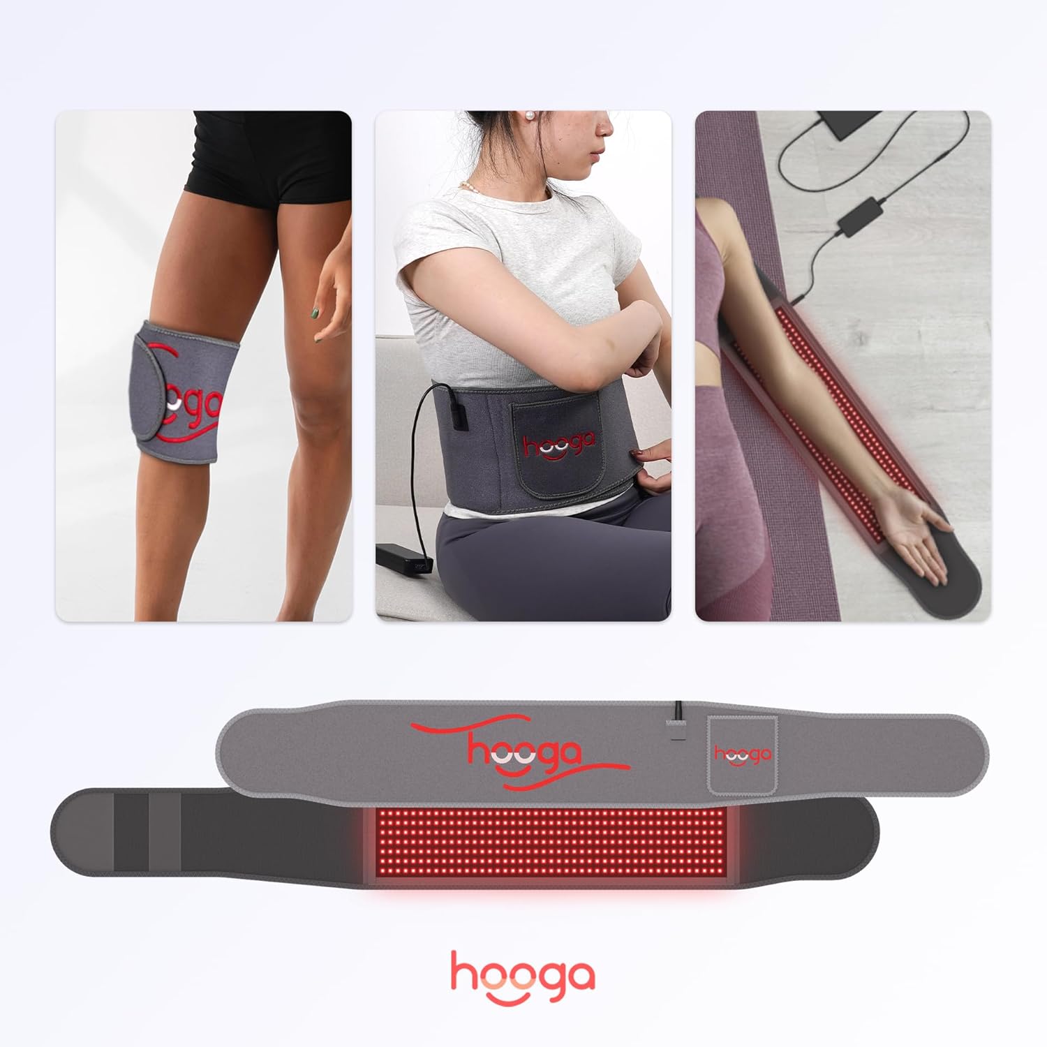 hooga Red Light Therapy Wrap, Infrared Light Belt with 405 High-Efficiency LEDs, Red & Near-Infrared Light Device for Back, Neck, Shoulder, Waist, Wrist, for Men and Women