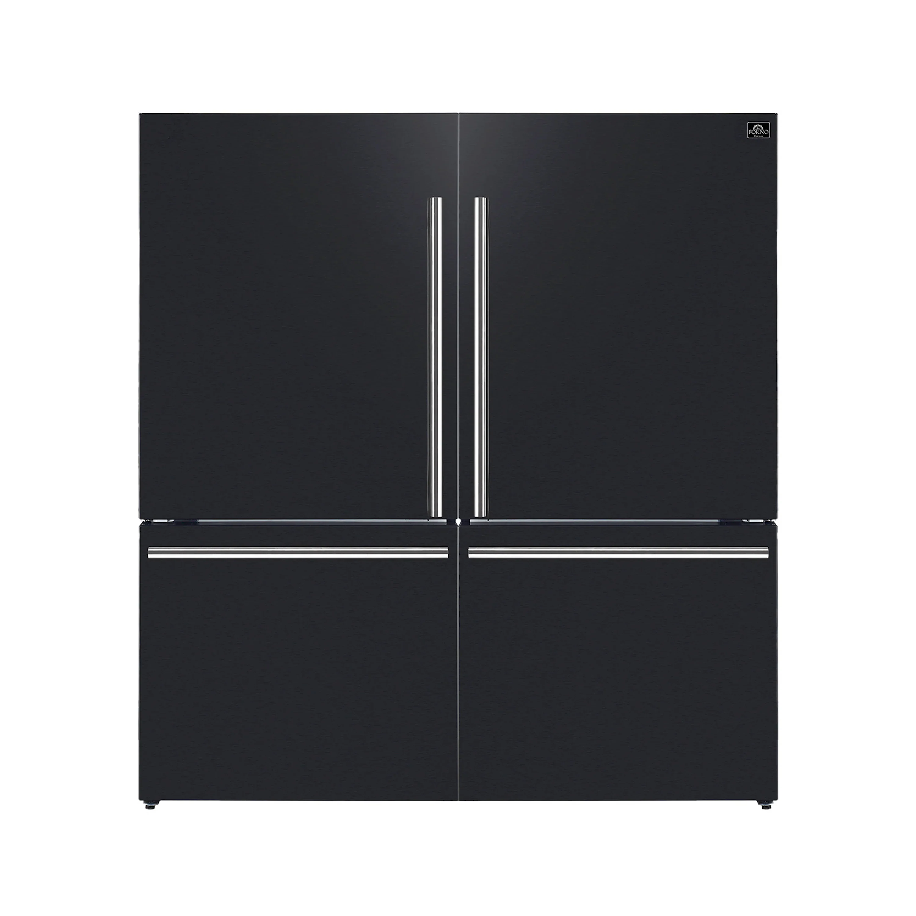 Forno Milano Espresso Package - 62-Inch, 34.4 cu. ft. Refrigerators with Bottom Freezers in Black with Stainless Steel Handle (FFFFD1787-60BLK)