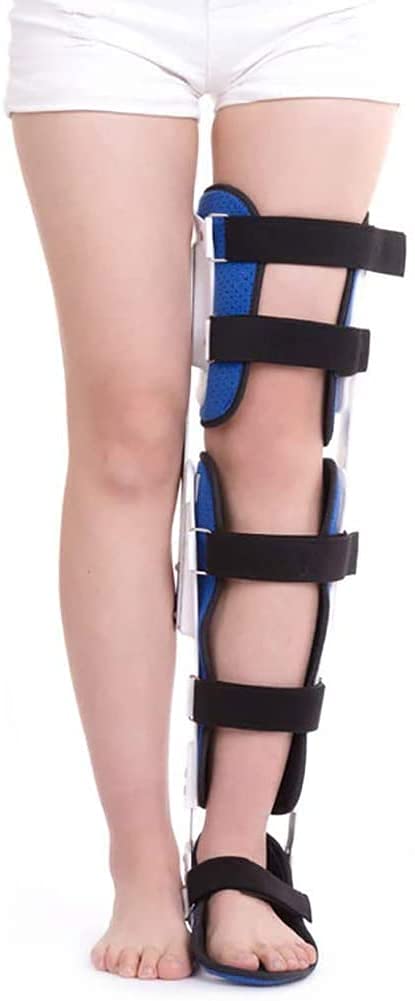 Knee Joint Fixed Brace Full Leg Brace, Adjustable Post Op Knee Support Immobilizer, Breathable Thigh Knee Ankle Foot Supports Orthosis, for Arthritis, Joint Pain Relief, Re(