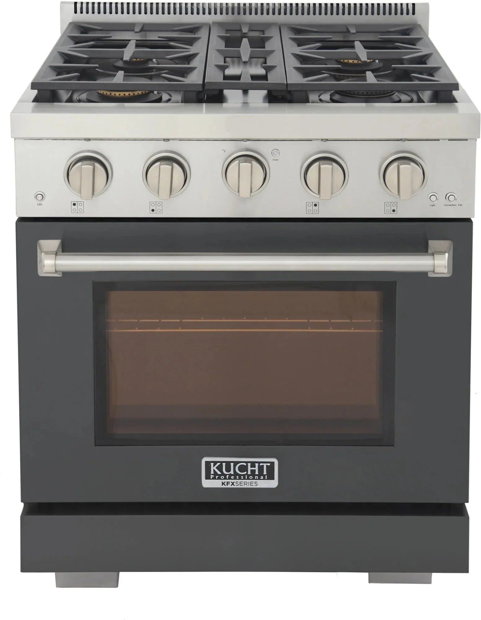 Kucht Professional 30-Inch 4.2 cu. ft. Propane Gas Range in Cement Gray with True Simmer Burners (KFX3000X/LP-GY)
