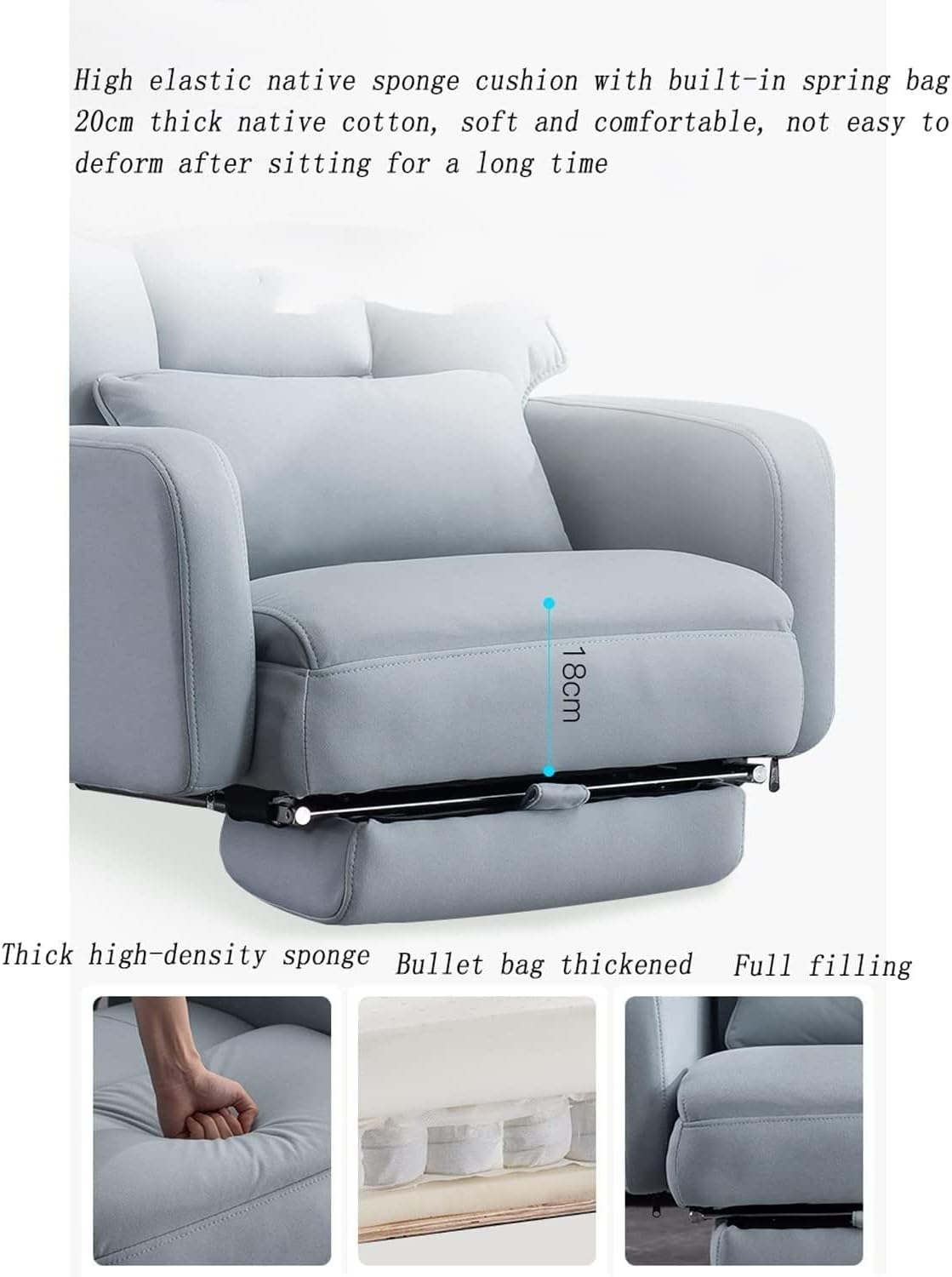 Executive Chairs, Cloth Office Chair with Armrest Lumbar Support Headrest,175° Reclining Adjustable Height Swivel, 360° Caster Rotation/Ergonomic Design