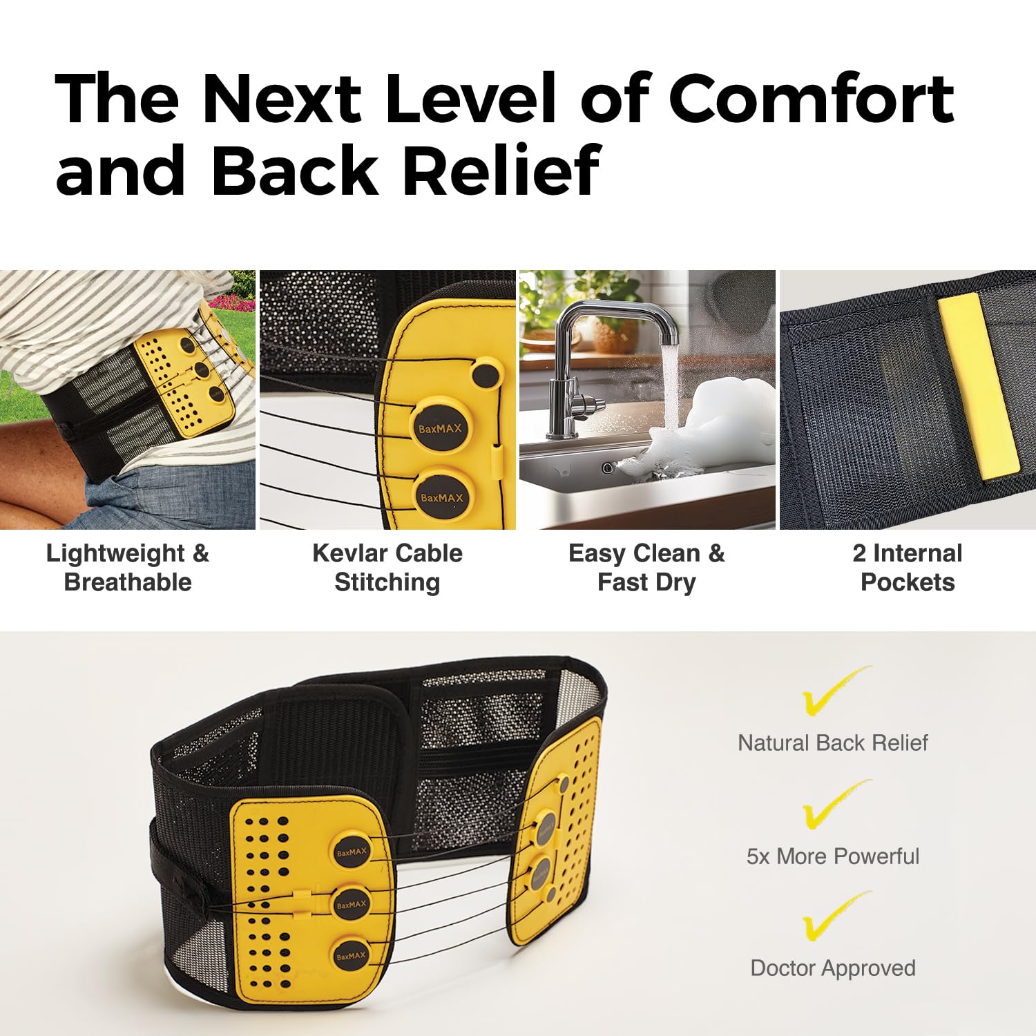 Adjustable Back Brace with 5-to-1 Compression Pulley System for Lumbar Support & Back Pain - Immediate Relief from Sciatica, Scoliosis, Bulging/Herniated Disc - Lightweight/Breathable, Medium